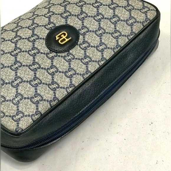 RARE GUCCI PLUS Clutch Bag  Navy Blue /Grey - Picture 4 of 9